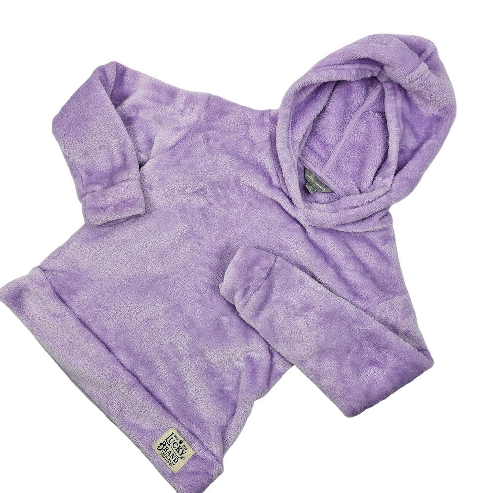 Lucky Brand Purple‎ Plush Hoodie Kids XS (5/6) Girls Soft Cozy Pullover LS